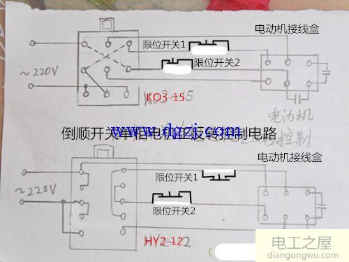 220v電動(dòng)機(jī)正反轉(zhuǎn)加行程開(kāi)關(guān)接線原理圖