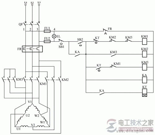 雙速電動(dòng)機(jī)的控制原理圖